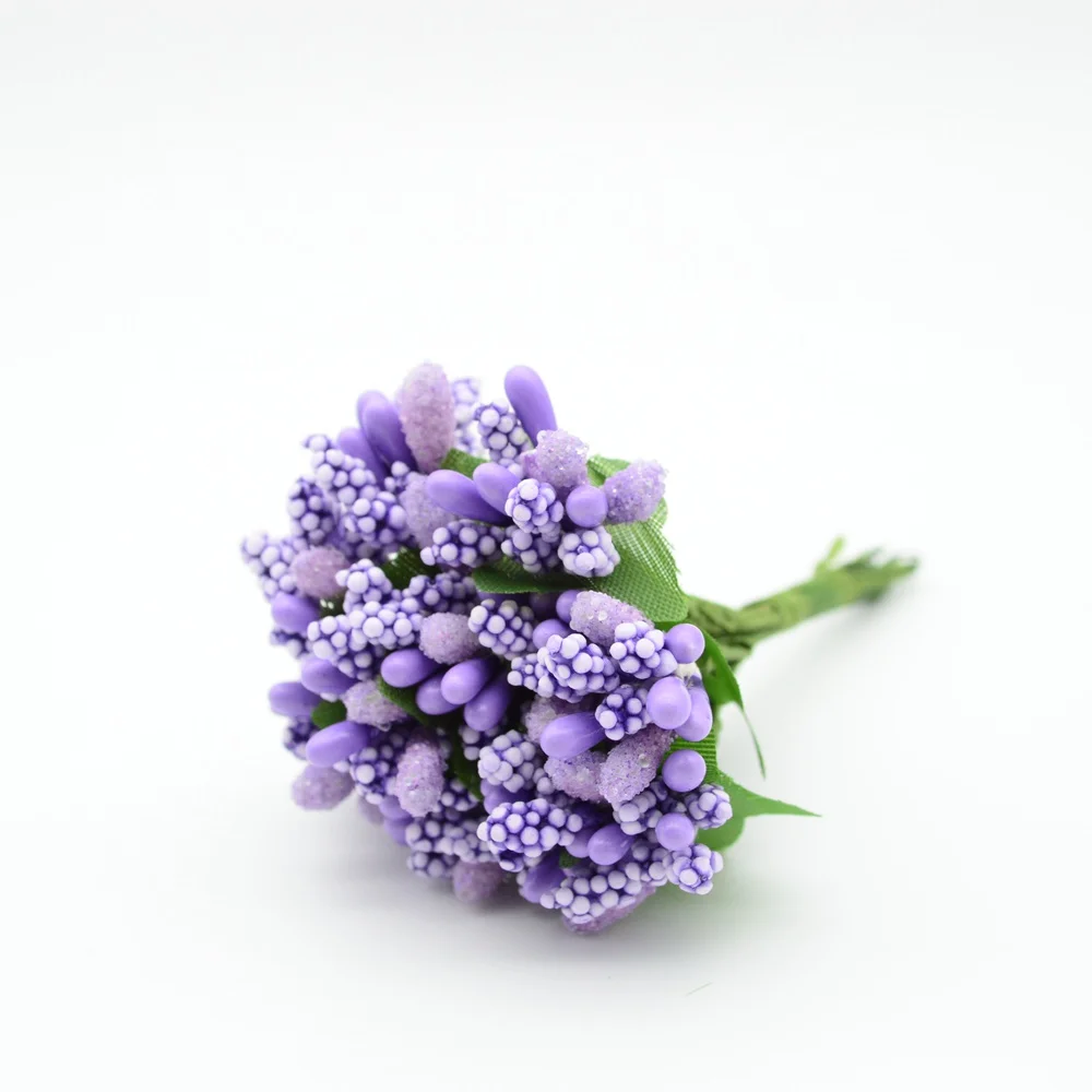 purple 12 шт. искусственная тычинка цветы дешевые поддельные пластиковые рождественские венки украшения аксессуары для дома свадьба diy подарки на год - Цвет: purple