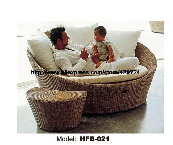 Креативный диван кровать из ротанга досуг лежа стул сад пляж бассейн раттана