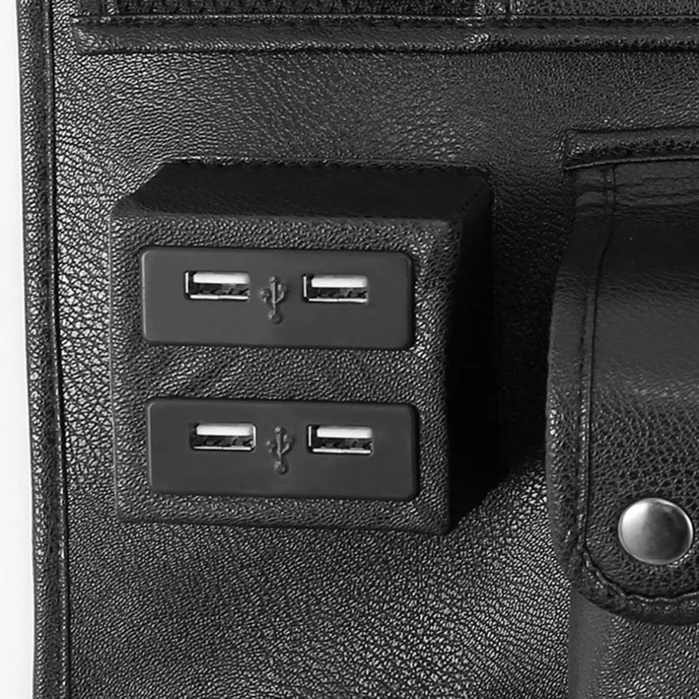 PG-09 4 USB Автомобильное сиденье назад многофункциональная сумка для хранения PU кожаная Автомобильная сумка на спинку кресла USB зарядное устройство телефон органайзер для хранения