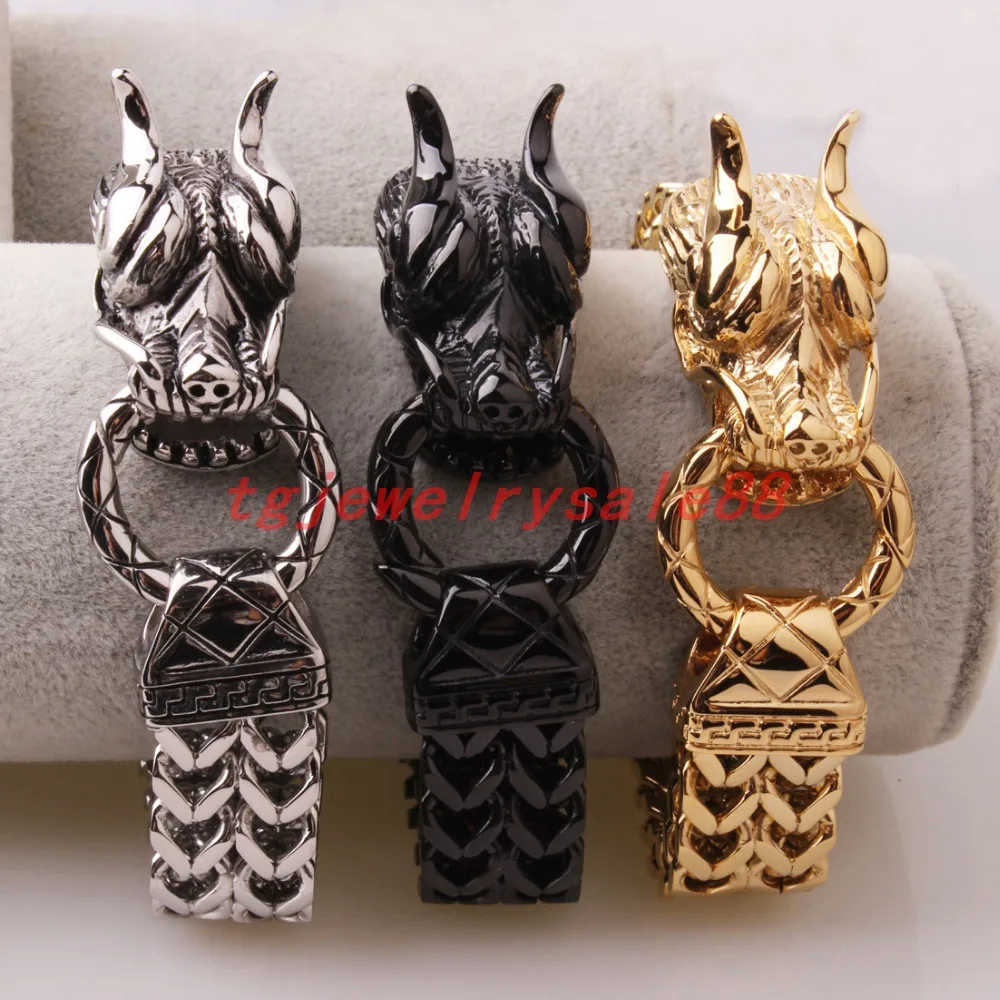 Европейский стиль Серебро Золото Черный Дракон головы застежки 17 мм широкая