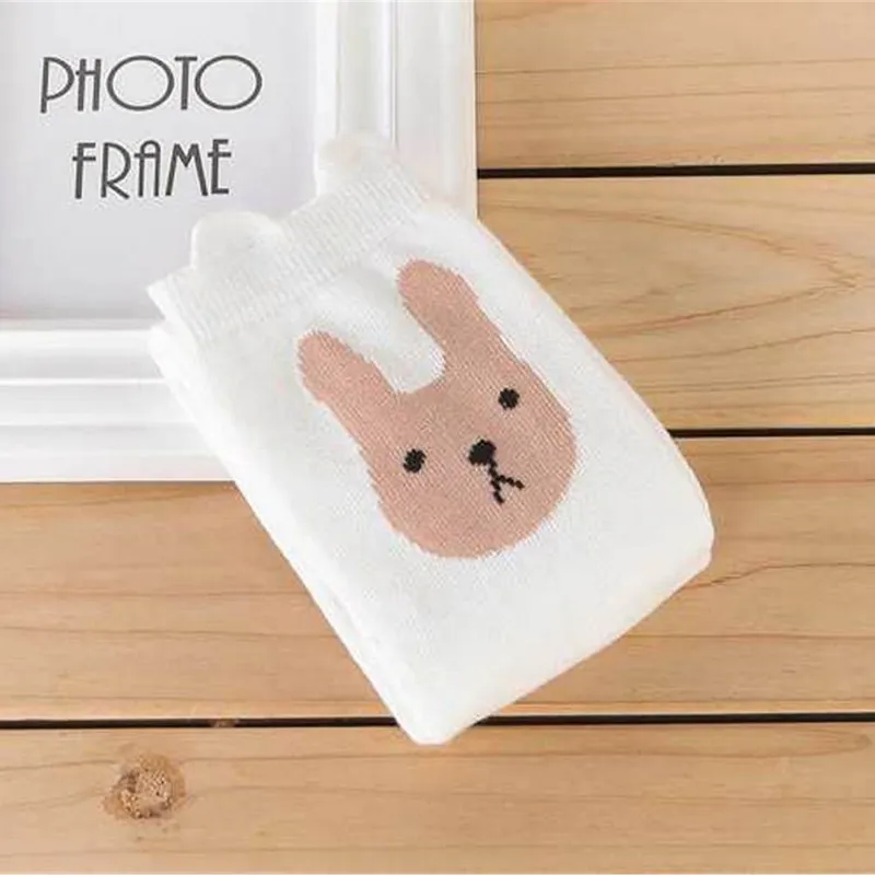 Rabbit Pattern White Носки для девочек, милые Хлопковые гольфы с рисунком кролика, кота, животных, аксессуары для одежды - Цвет: Rabbit Pattern White