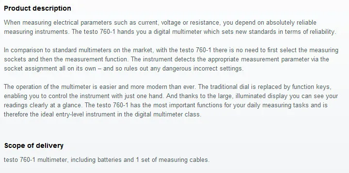Testo 760-1 Цифровой мультиметр DMM 0590 7601 с мягкий чехол KCH17
