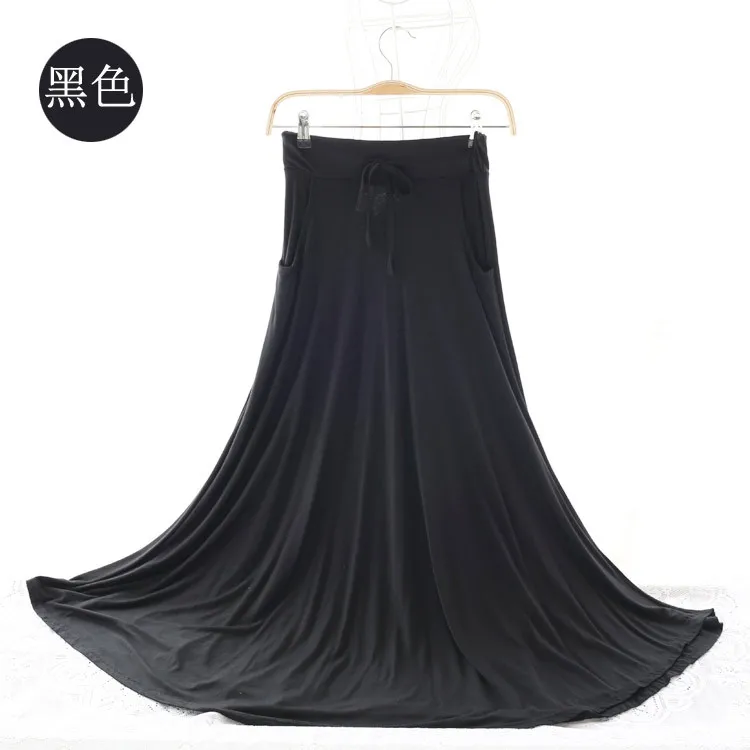 D0010 black Новинка, весенне-Летняя женская хлопковая юбка, большие свободные юбки с карманами, женские пляжные гофрированные длинные юбки, faldas mujer D10 - Цвет: D0010 black