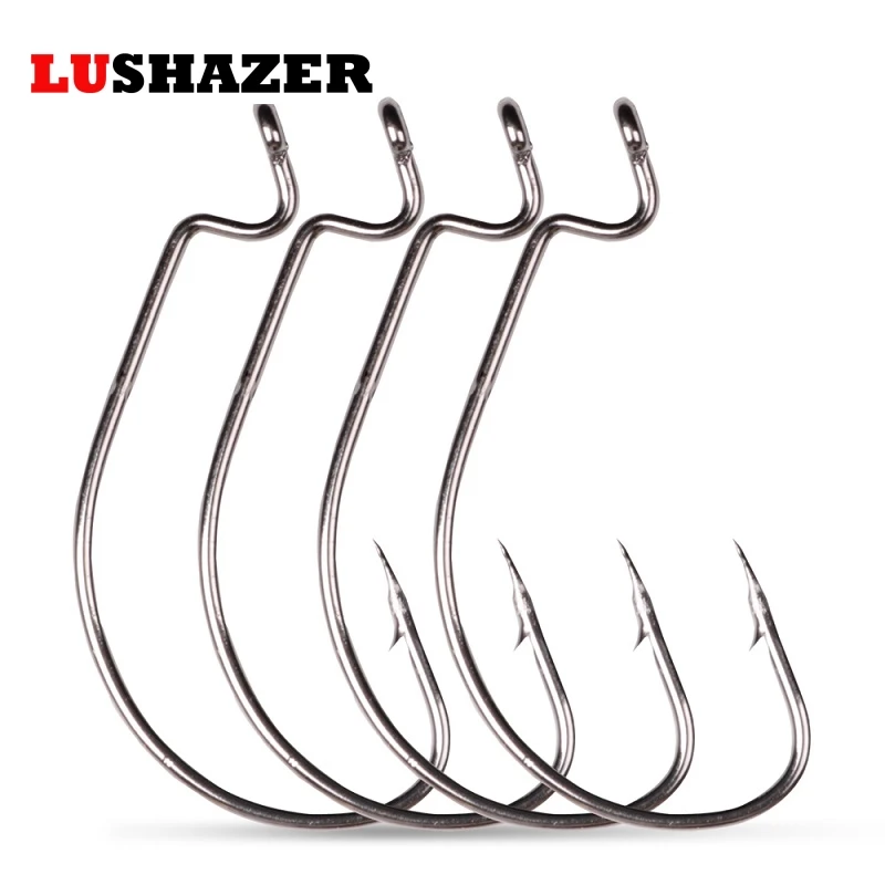 LUSHAZER 10 шт./лот рыболовные крючки из углеродистой стали рукоятка джига большие крючки на окуня свинцовая головка джиг кривошипный колючий крючок для мягкой рыболовной приманки