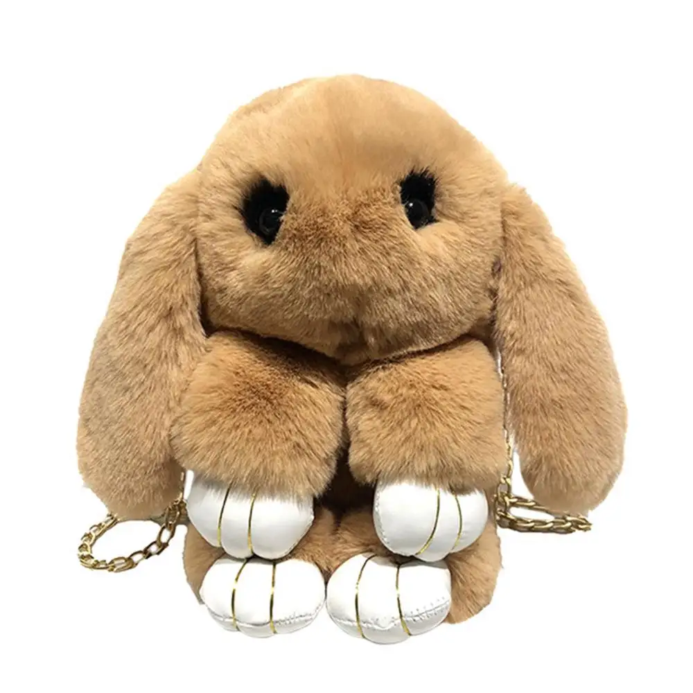 Хаки 17x9x27cm Soft Rabbit Artificial Fur Crossbody Lovely Handbag Shoulder Bag Storage Phone Satchel Purse - Цвет: Хаки