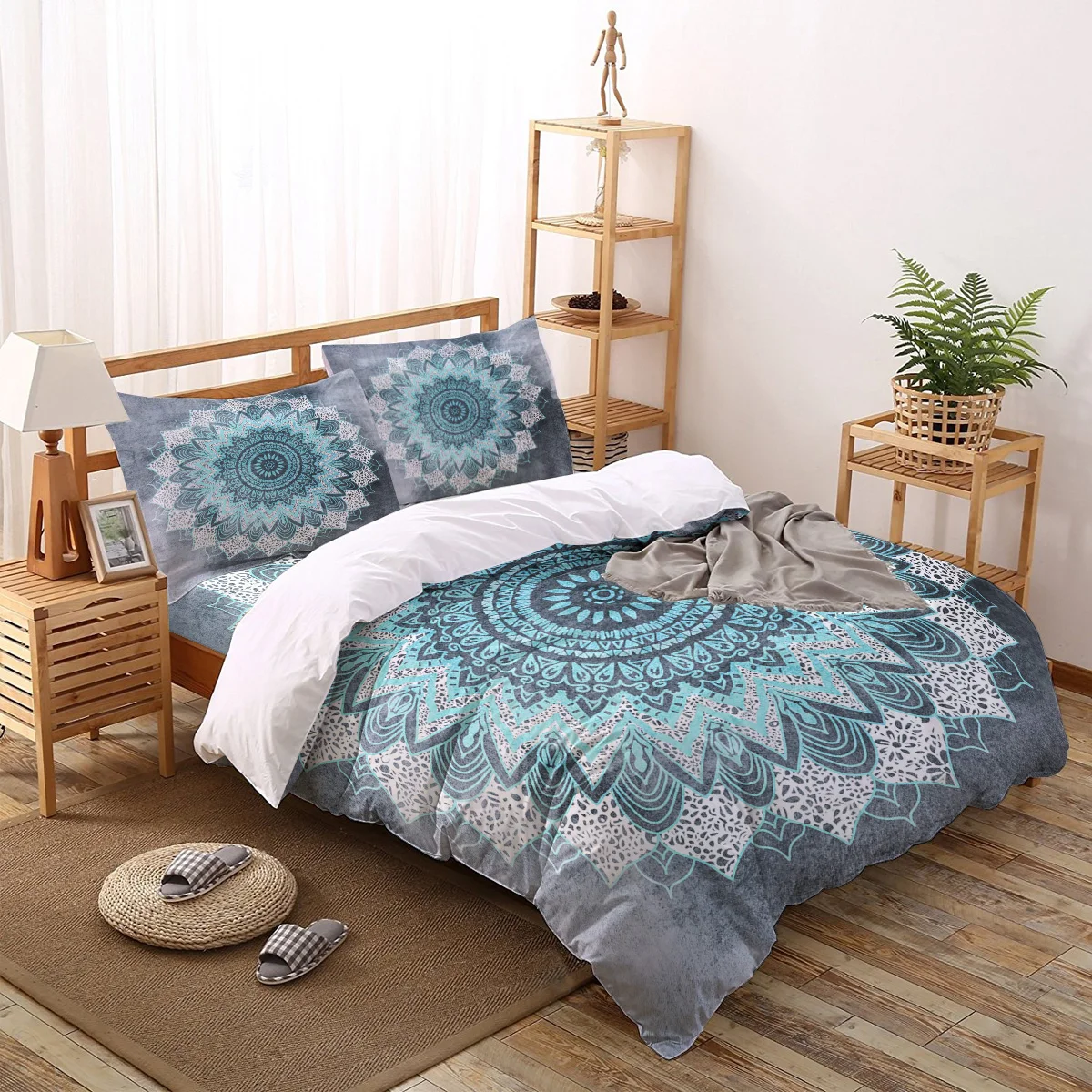 BOHOCHIC Мандала в синий Пододеяльник 3D хлопок King size постельные принадлежности набор покрытий одеяло набор постельных принадлежностей для односпальной кровати
