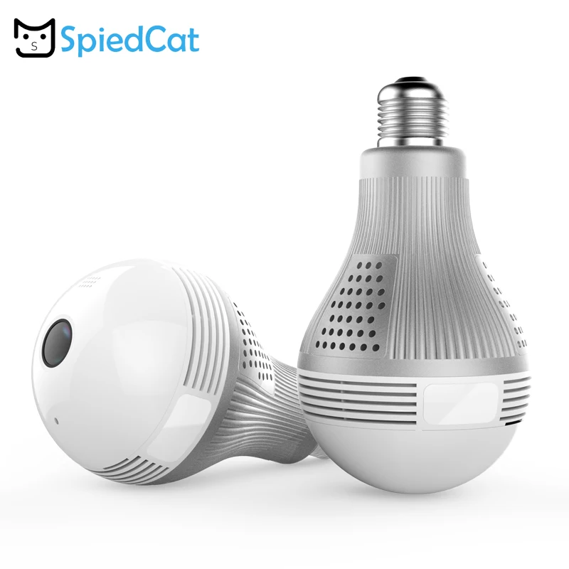 3MP Indoor Беспроводной Wi Fi HD Умная лампа IP Камера Fisheye 360 градусов панорамный