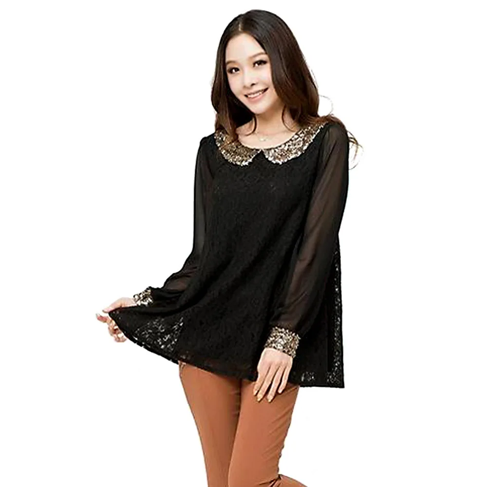 Новинка 2019 модная Свободная шифоновая блузка с длинным рукавом и кукольным