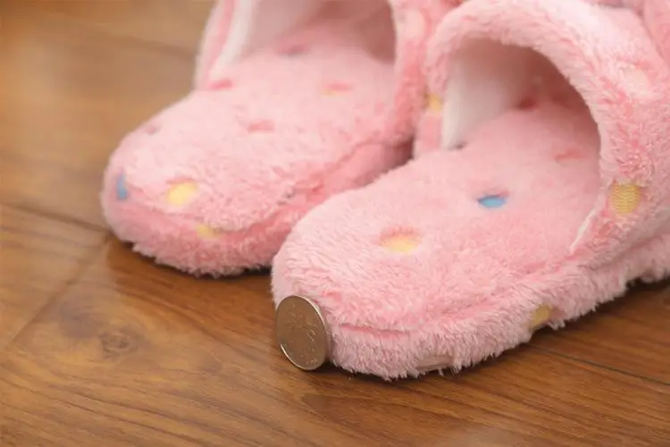 Мюли женские плюшевые в горошек домашние тапки хлопок симпатичные с бантом