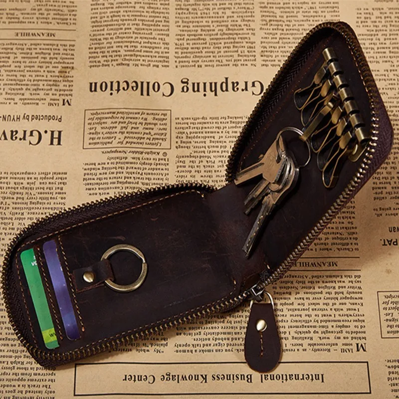 ZYD-COOL кошелек из натуральной кожи на молнии, кошельки для ключей, женский мужской держатель для ключей, сумка для ключей от машины, мужской чехол для ключей, повседневная посылка из воловьей кожи