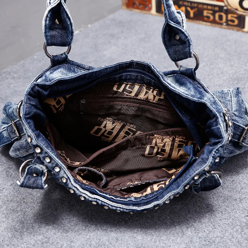 Женская джинсовая сумка на плечо новинка 2021 женская модная дорожная Синяя