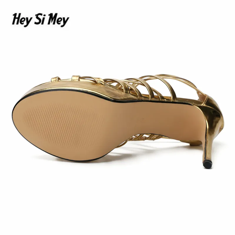 Crossdresser Stiletto Plus:39-48 49 50 Summer Ankle wrap Sandals 14cm Thin high-heeled shoes woman Gold pumps zapatillas mujer | Обувь
