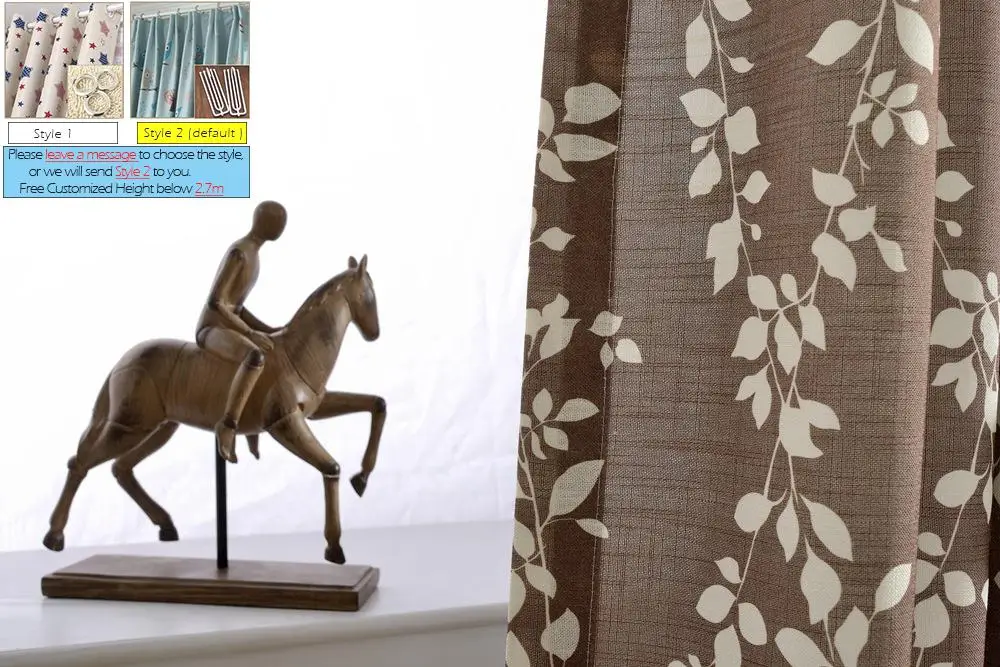 Занавеска с принтом ивы Бамбуковая ткань крестообразная пенька цветные листья