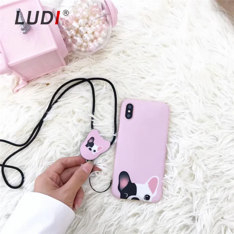 LUDI милый чехол с французскими Собаками Для iPhone X 7/8 plus мягкий Pro-TPU хипстерский