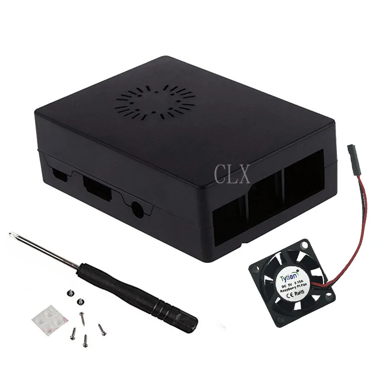 Чехол для Raspberry Pi 3 из АБС пластика черный белый прозрачный + вентилятор