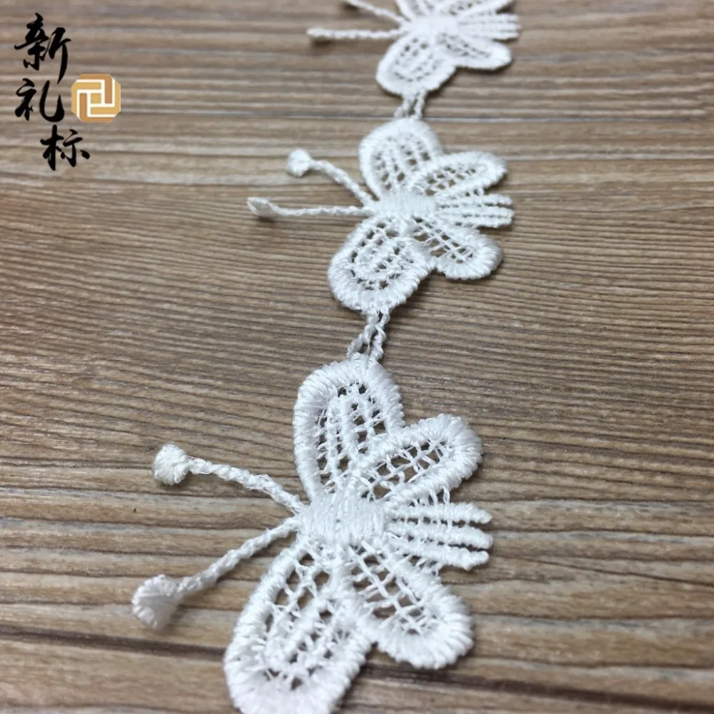 60 ярдов вышивка из полиэстера белая бабочка цветы кружевная отделка сделай сам