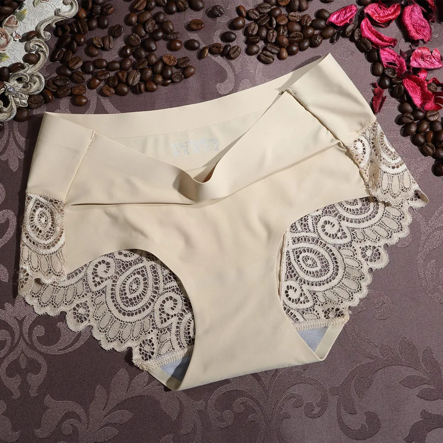 

3 Per Pack New lace Ice Silk Seamless Women's Underwear One Piece Seamless Lace Ice Silk