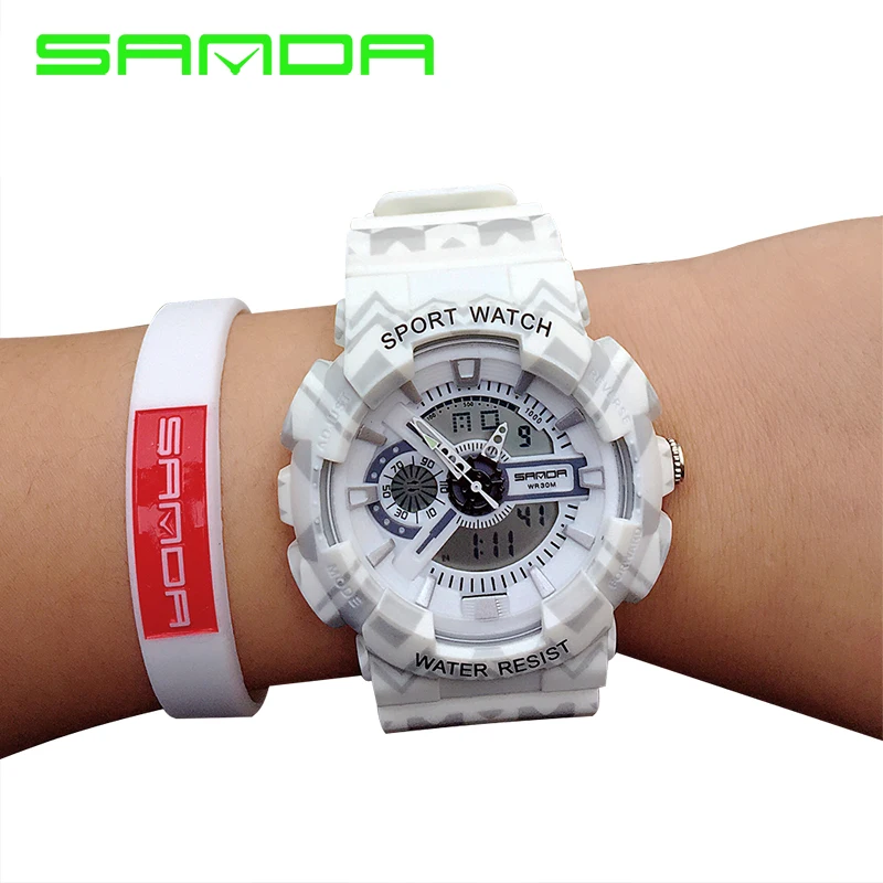 Часы SANDA с аналоговым дисплеем высокого качества водонепроницаемые часы задний