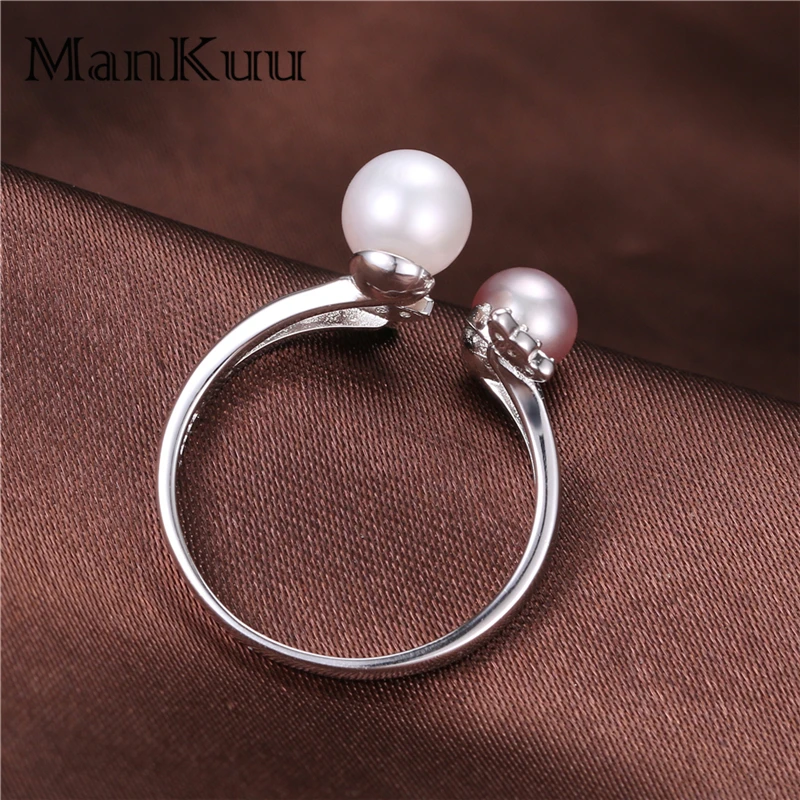 ManKuu Trendy Fashion Pearl Ring Natural 5-7mm Round 925 Sterling Silver Butterfly For Women Wedding Anniversary | Украшения и