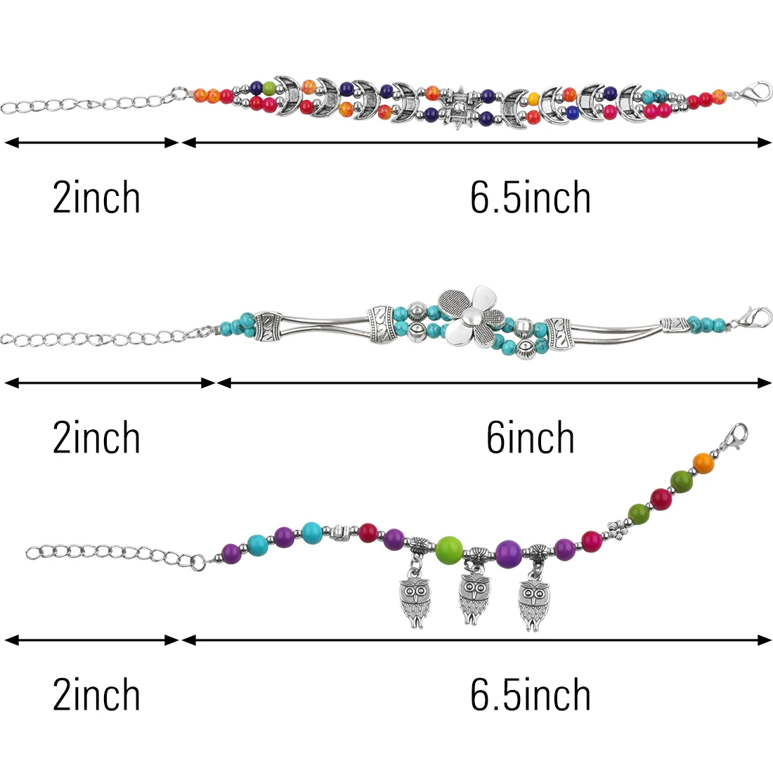 2 шт./лот античный металлический браслет с подвеской яркие цвета шарики цветком