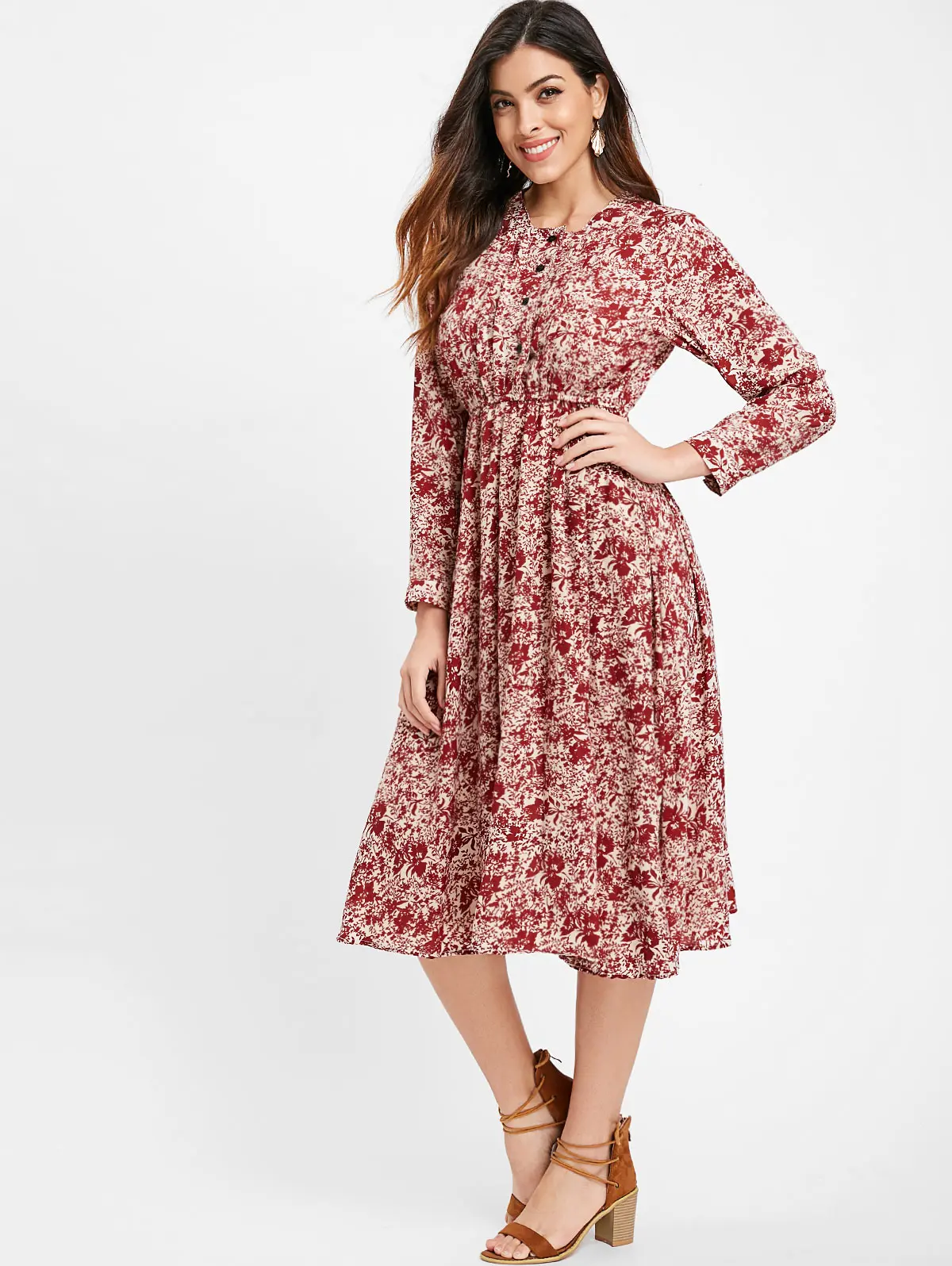 Женское платье трапеция VESTLINDA Осеннее Повседневное средней длины с высокой