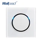Настенный выключатель Wallpad L6, светодиодный, 2 клавиши, 1 способ, со светодиодным индикатором, белая панель из закаленного стекла