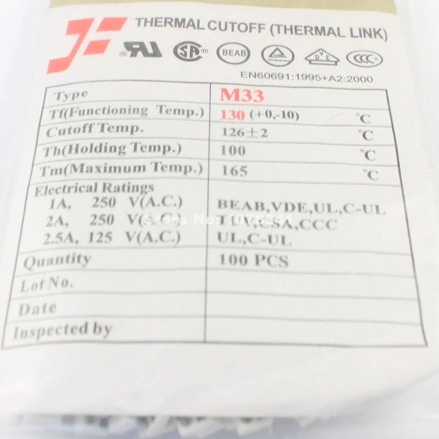 10 шт. M33 отключение TF 130 градусов Термопредохранитель|thermal fuse|thermal fuse 130thermal cutoff |