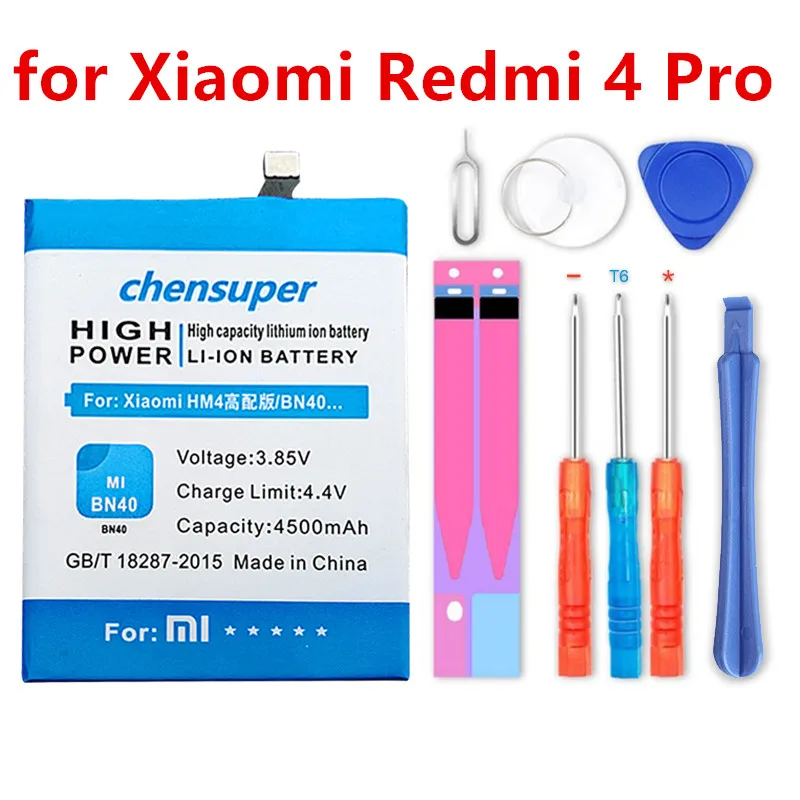 Новый аккумулятор chensuper BN40 4500 мАч для Xiaomi Redmi 4 Pro 3 ГБ ОЗУ 32 Гб ПЗУ|battery for xiaomi|battery
