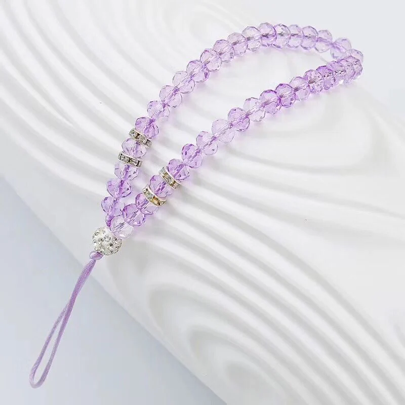 Purple Универсальный ремешок для телефона, Модный Блестящий браслет с кристаллами и бусинами, ремешок для телефона, iPhone X, samsung, камера, GoPro, брелок - Цвет: Purple