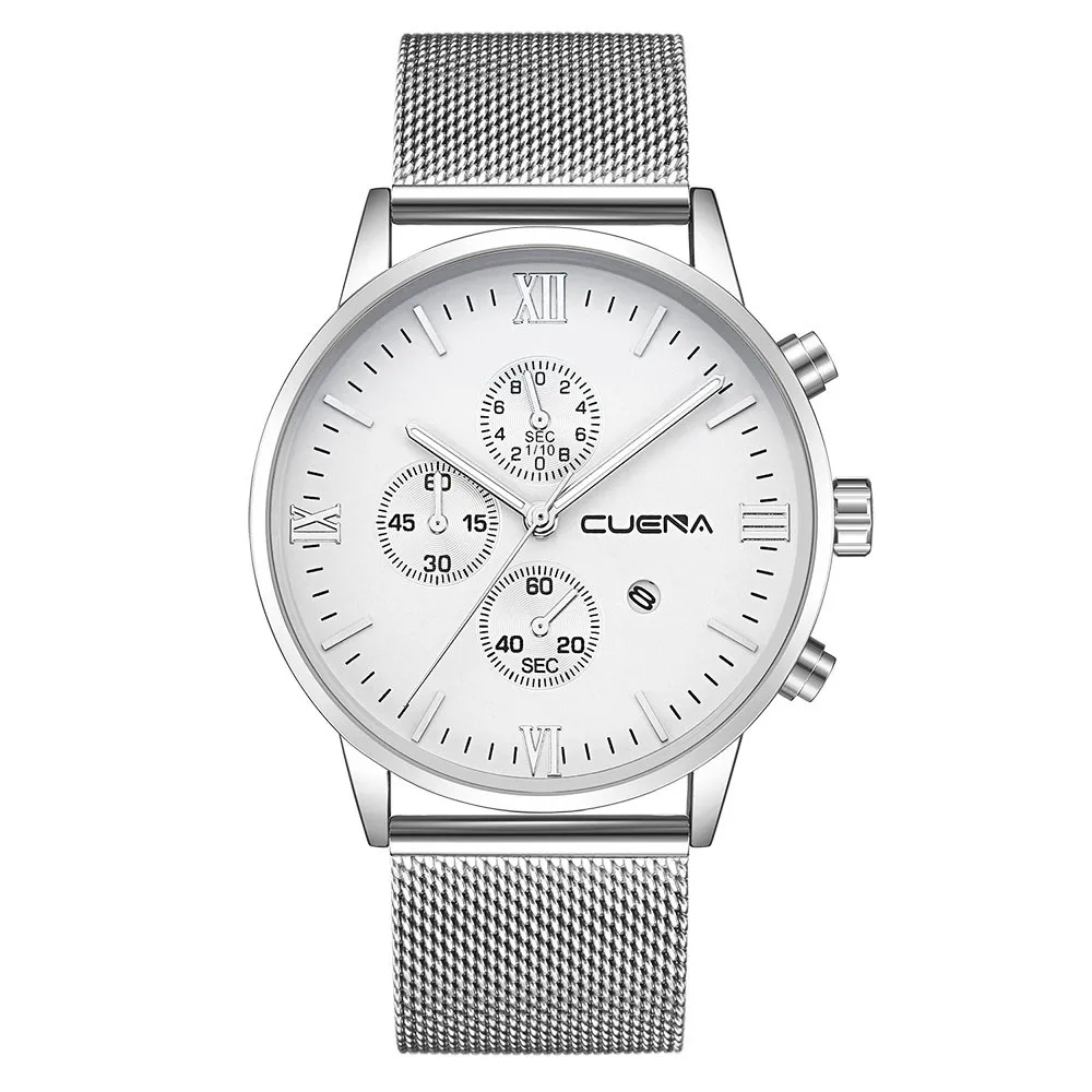 Men's Watch Round Glass Dial Movement Date Simulation Alloy Quartz Casual Simple Luxury Male Clock A1 | Наручные часы