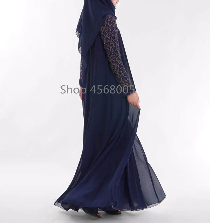 Модные мусульманское платье-Абая исламской Костюмы для Для женщин Малайзии