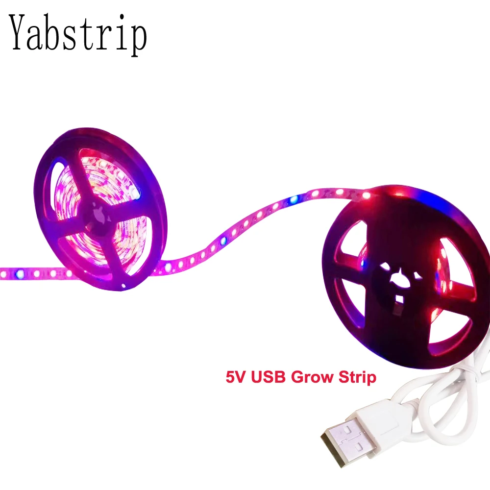 Светодиодный свет для выращивания полный спектр водонепроницаемый USB светодиодные полосы света 5050 60 Светодиодный s Phyto лампы для теплицы для гидропонного выращивания растений