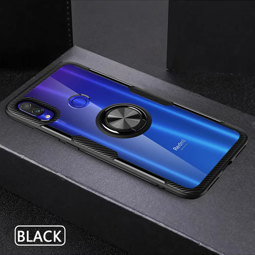 Black Для Xiaomi Redmi Note 7 Redmi Note7 Pro прозрачный Магнитный чехол-держатель для Xiaomi Redmi 7 Чехол-держатель с кольцом чехол s - Цвет: Black