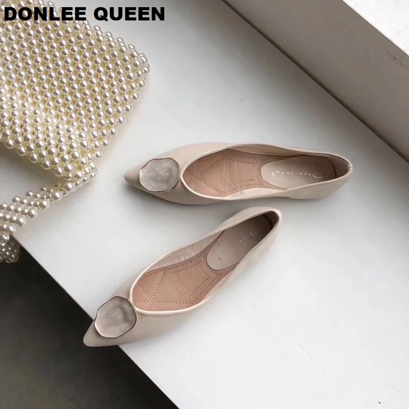 DONLEE QUEEN/2019 брендовые Летние балетки на плоской подошве женские с острым носком