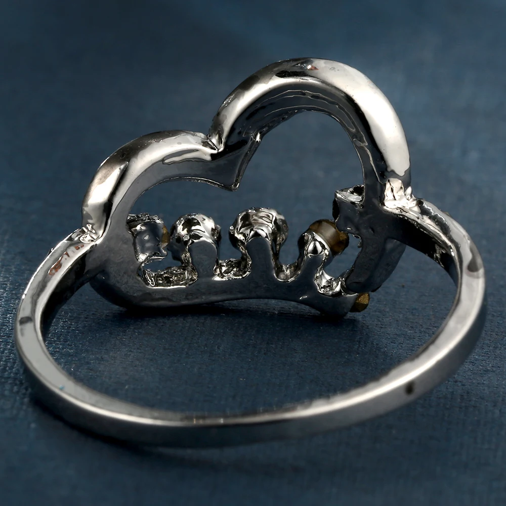 Простые Кольца с кубическим цирконием в форме сердца элегантные круглые женские