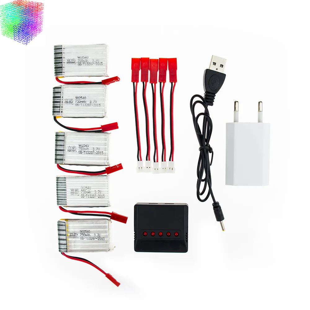 Аккумулятор Lipo 3 7 в 750 мАч 5 шт. с зарядным устройством и разъемом для MJX X400 x800 X300C |