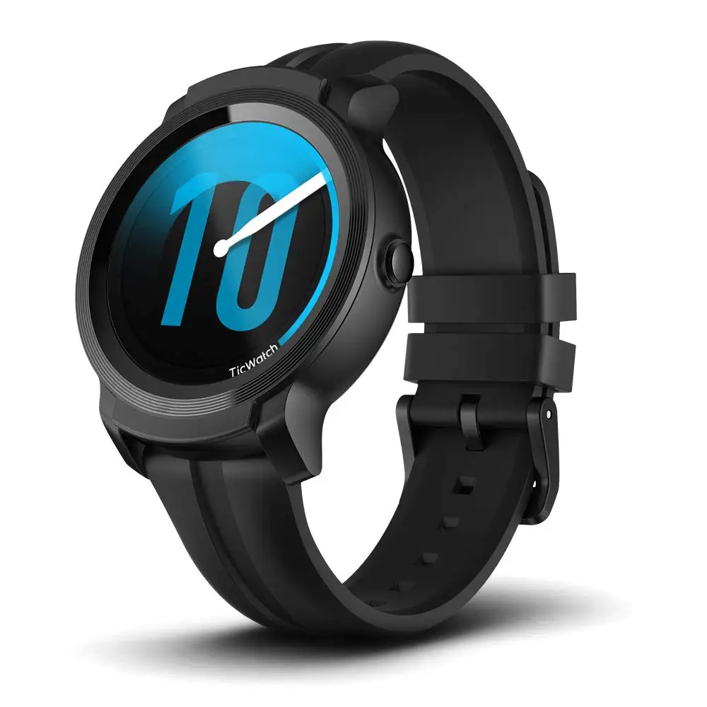 Черный Ticwatch E2 Смарт часы Bluetooth gps часы Для мужчин одежда OS& nbsp; Google 5ATM Водонепроницаемый 2 дней в режиме ожидания Фитнес трекер часы для занятий спортом - Цвет: Черный