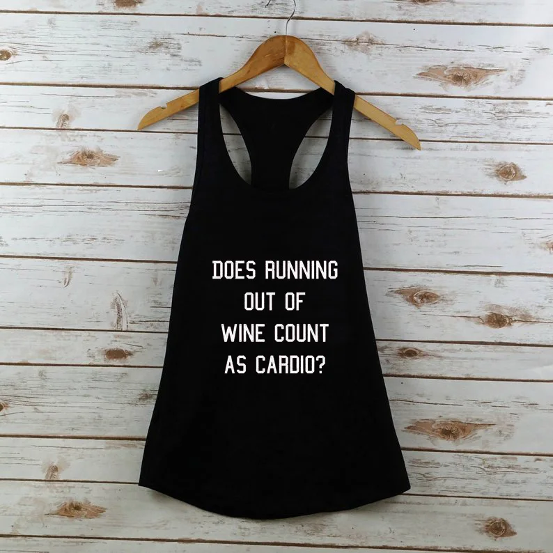 

Vest DOES RUNNING OUT OF WINE Workout Tank Top Good Vibes Letter Summer High Quality Fashion Cotton Funny Casual Sleeveless Tee