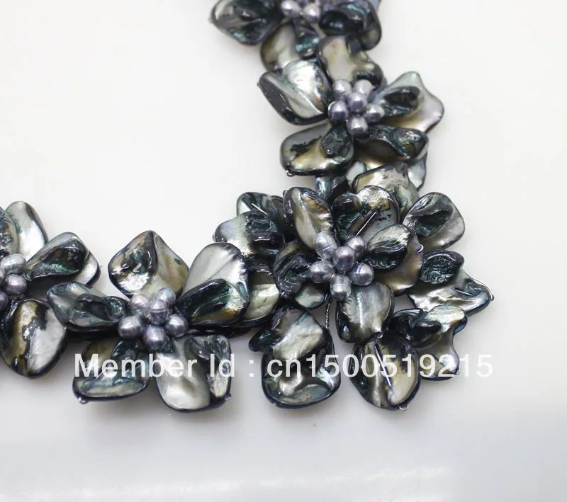 Идеальное ожерелье с черным цветком и искусственным жемчугом | Украшения