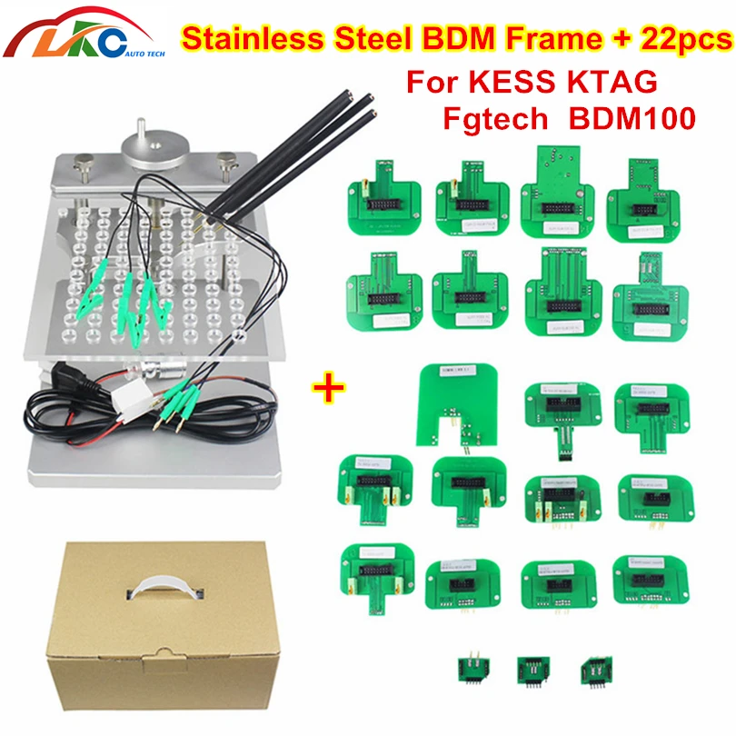 High Quality Stainless Steel LED BDM FRAME with 22pcs Adapters Full Set for kess ktag Fgtech BDM100 ECU programmer Tool |