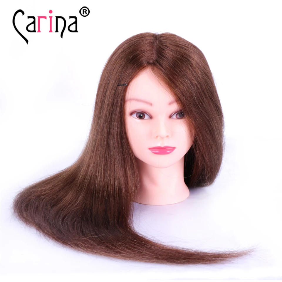 60 см 100% человеческие волосы манекен голова с натуральными волосами