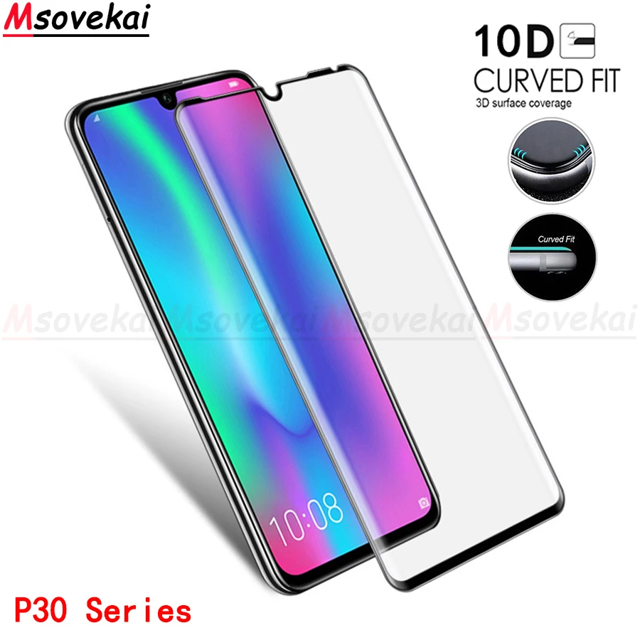 10D 3D изогнутое закаленное стекло с полным покрытием для Huawei P30 Pro Lite Nova 4e