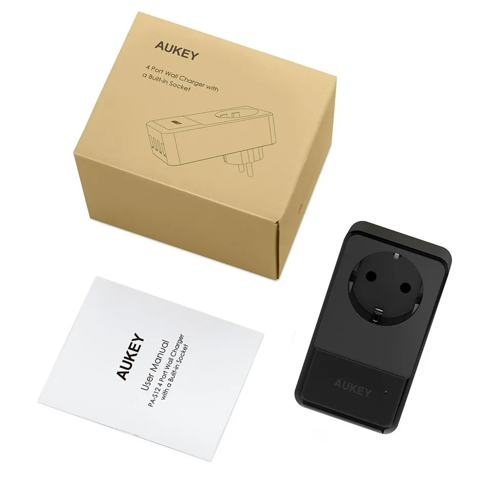 AUKEY USB зарядное устройство 16A настенная розетка + 30 Вт 4 Смарт Мобильный телефон