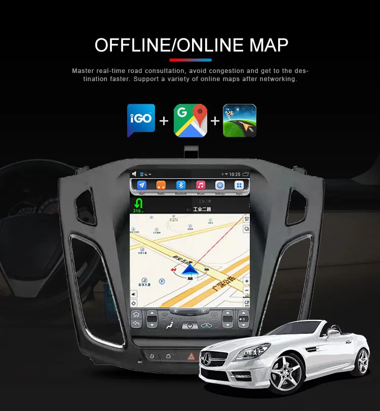 Besina 10,4 дюймов Android 6,0 Автомагнитола для FORD ROCUS 2012- мультимедийный плеер gps навигация 2G+ 32G стерео Авто Аудио