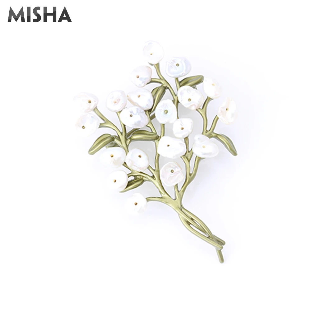 MISHA, качественная эмалированная булавка, винтажная растительная брошь на булавке, натуральный жемчуг, брошь в виде цветка, свадебные аксессуары, 2409