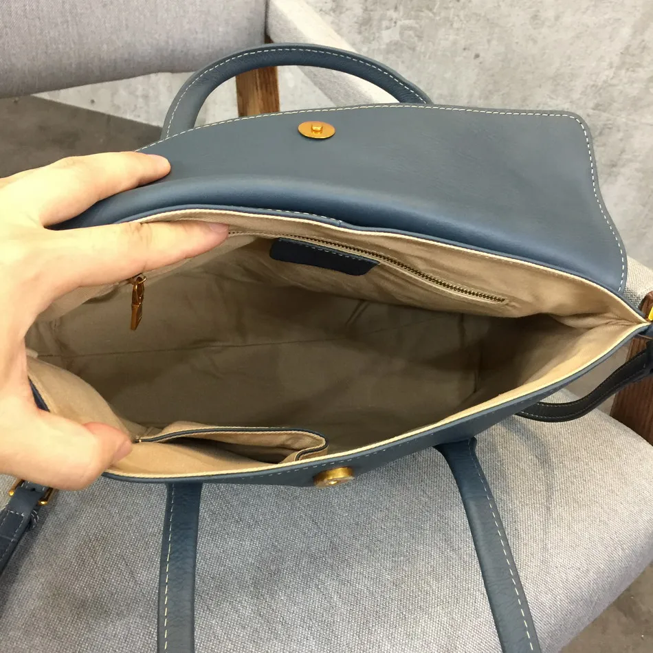Женская Повседневная сумка из натуральной кожи простой мягкий портфель на плечо