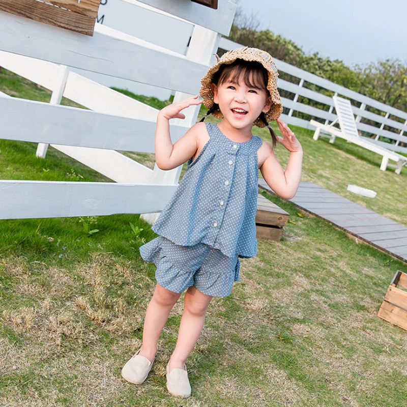 Детская одежда Новинка 2019 летнее маленькое детское платье в горошек без рукавов