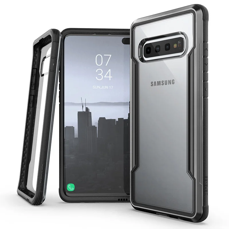 X-Doria Defense Shield чехол для телефона для samsung Galaxy S10 Plus военный класс падение протестированный защитный чехол для S10e Алюминиевый Чехол - Цвет: Black