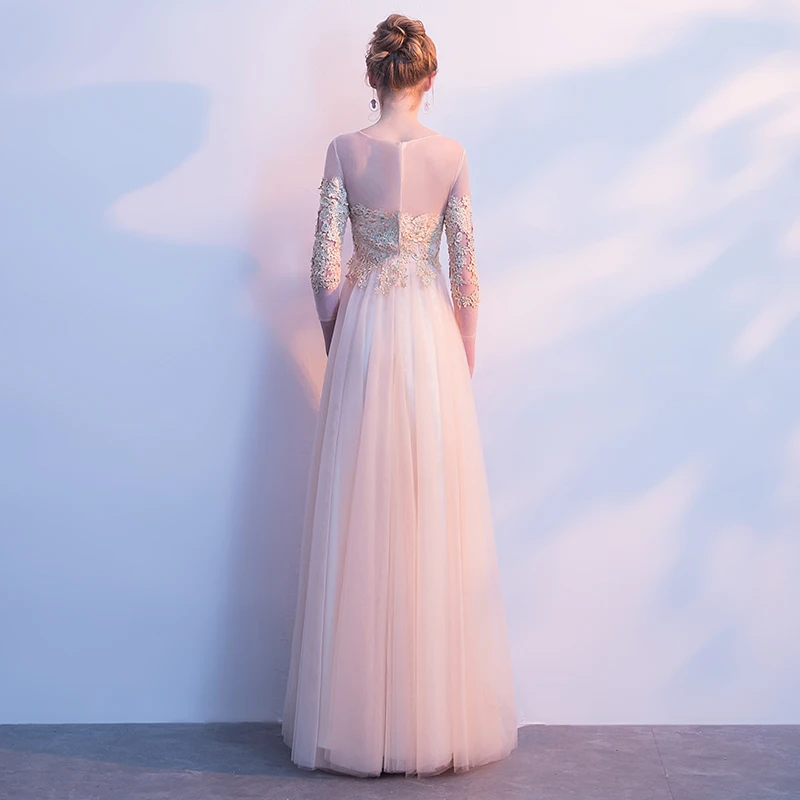 Vestido De Festa вечернее платье из тюля с рукавами три четверти элегантное глубоким