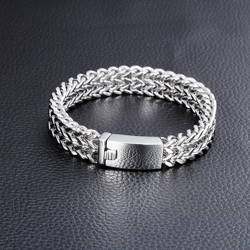 Браслет-цепочка Figaro мужской 2 ряда квадратных плетеных браслетов из литой